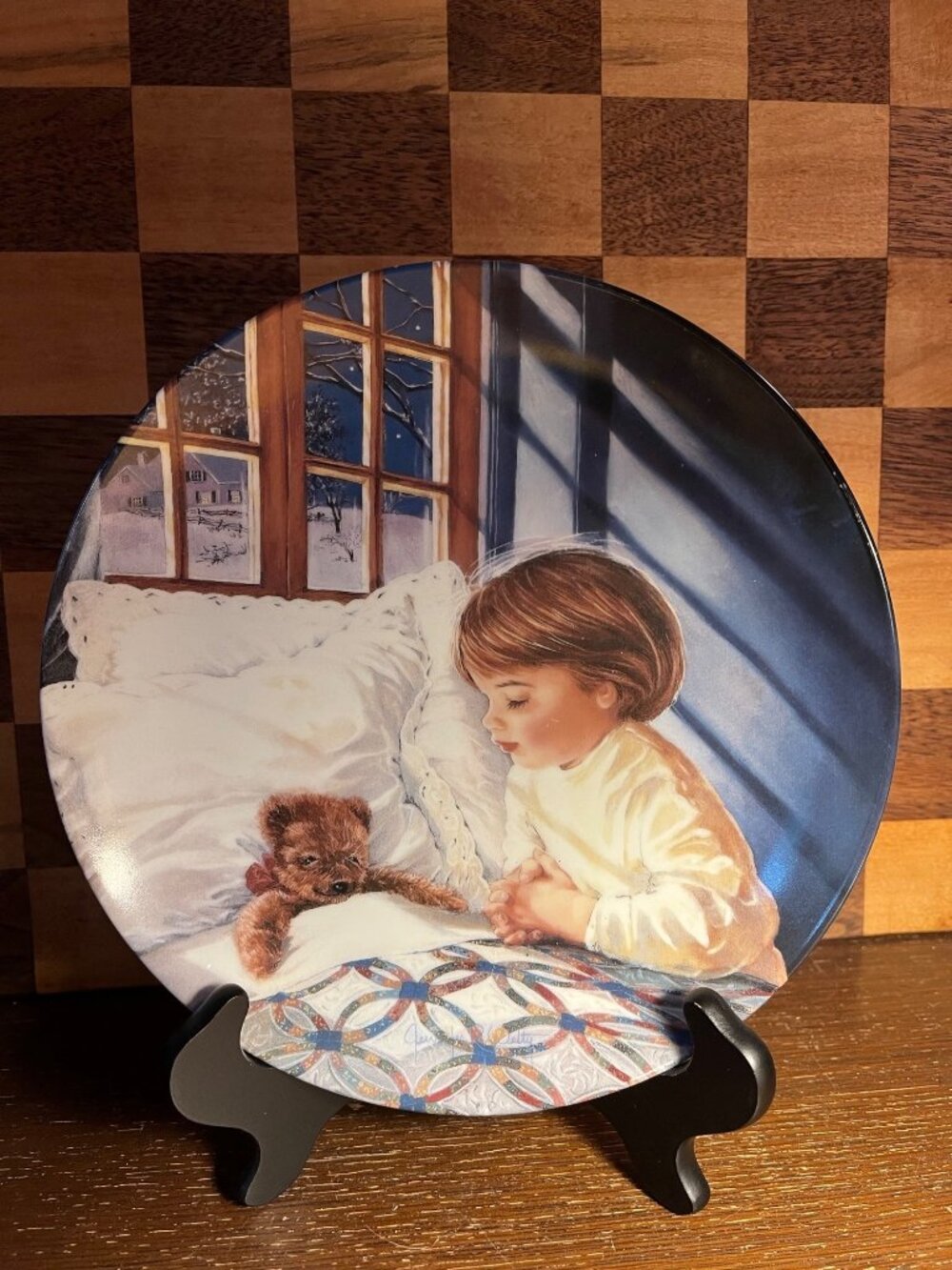 God Bless Teddy Porcelain Decorative Plate A1021